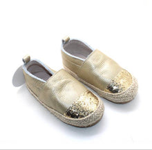 Load image into Gallery viewer, Gold Espadrilles with Gold Glitter Toe
