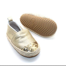 Load image into Gallery viewer, Gold Espadrilles with Gold Glitter Toe

