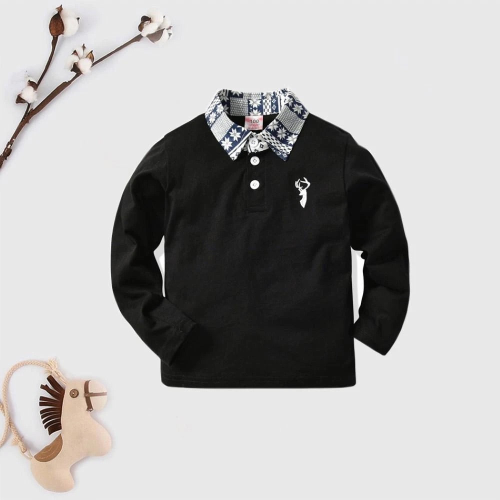 Fawn Pattern Lapel Polo Shirt