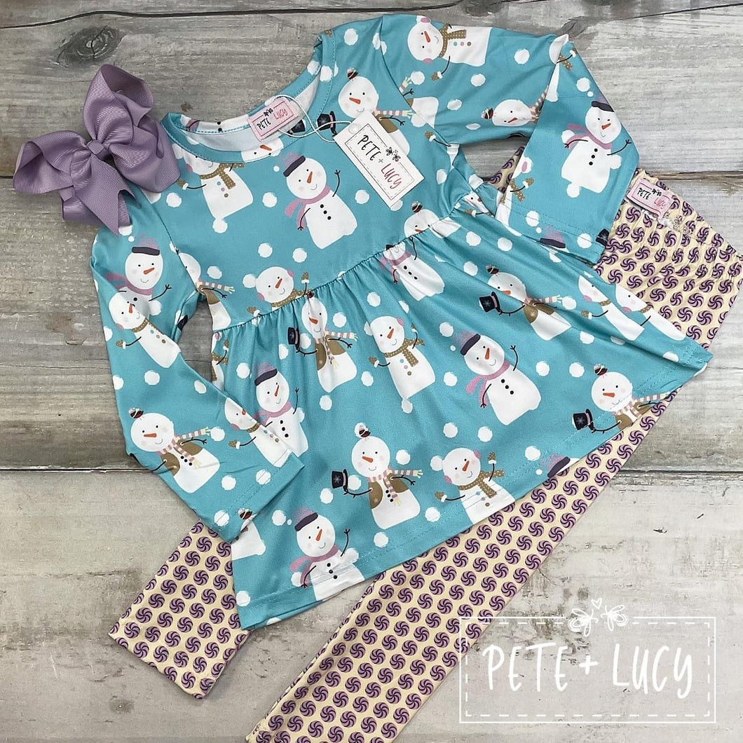 Peppermint Snowman Pant Set